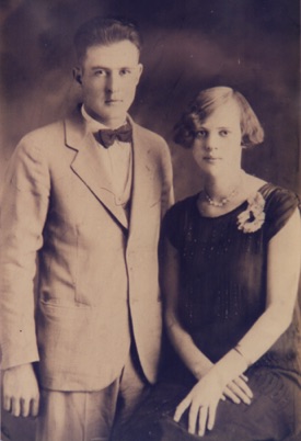 Charles Clinton Fultz and Fannie Mae Eggert wedding portrait, 1927.